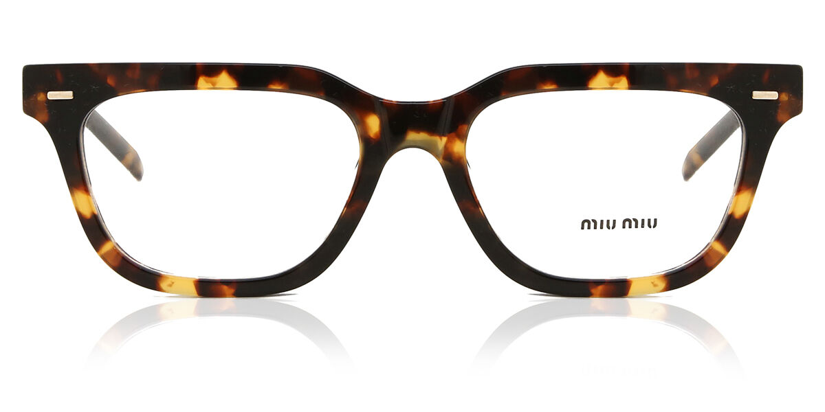 ラオラクルミューミューネッグ Miu Miu MU07XV VAU1O1 Rectangle Honey Yellow Tortoise Eyeglasses