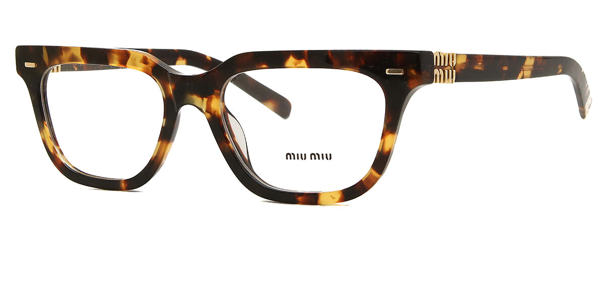 MiIページ　qm Miu Miu MU07XV VAU1O1 Rectangle Honey Yellow Tortoise Eyeglasses