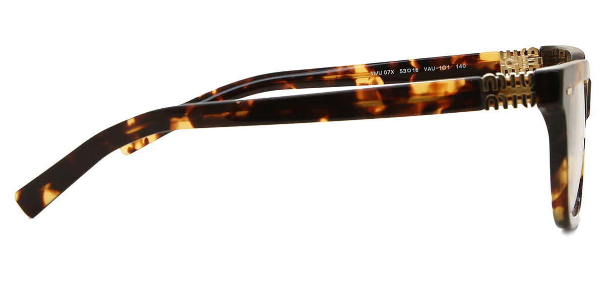 Miu Miu MU07XV VAU1O1 Rectangle Honey Yellow Tortoise Eyeglasses