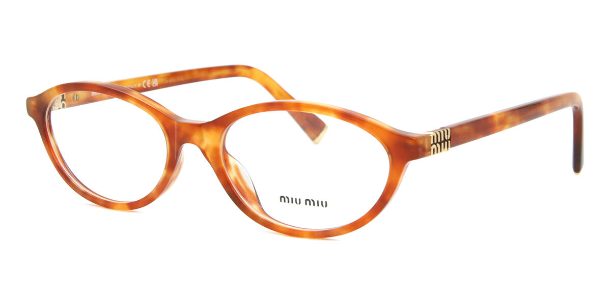 Miu Miu MU09XV 4BW1O1 Oval Light Brown Tortoise Eyeglasses