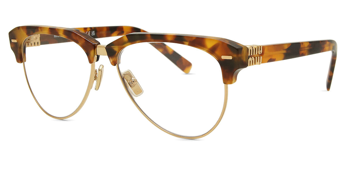 Miu Miu MU09ZS 19P08N Blue-Light Block Browline Cork Brown