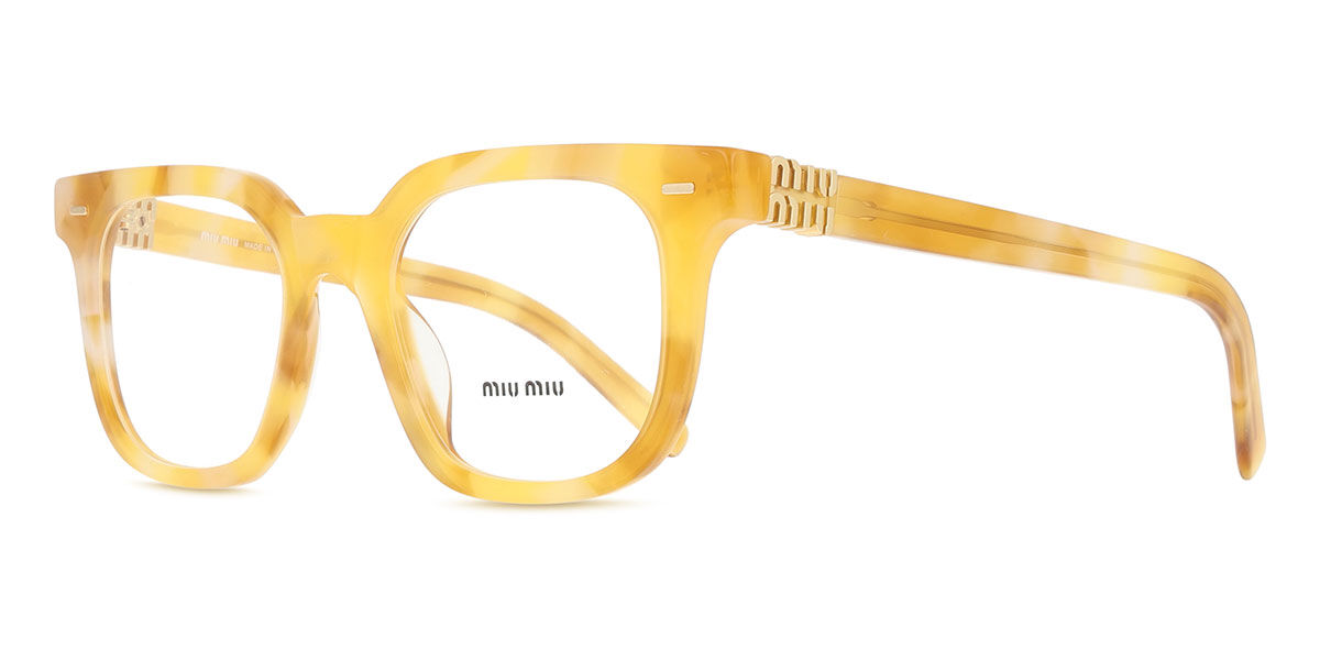 Miu Miu MU06XV 13U1O1 Square Opaque Cream White Orange Tortoise