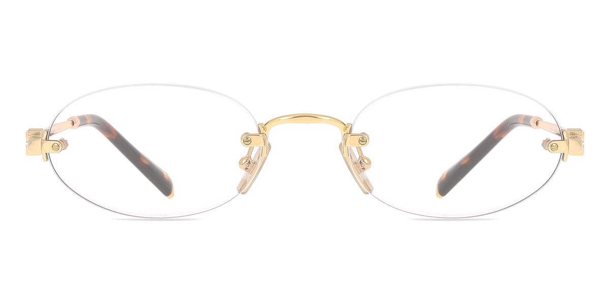 Miu Miu MUA54S 5AK08N Blue-Light Block Oval Gold Eyeglasses