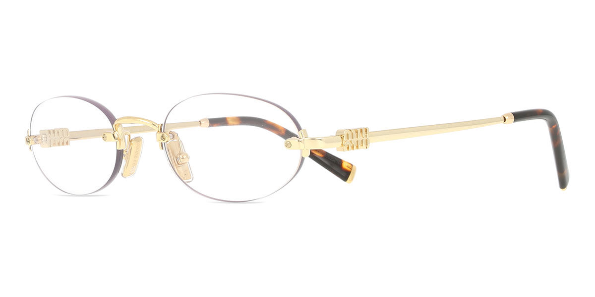 Miu Miu MUA54S 5AK08N Blue-Light Block Oval Gold Eyeglasses