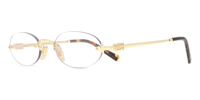 Miu Miu MUA54S 5AK08N Sunglasses Gold Oval Frame, Clear Blue Light Filter Lenses NEW MIU MIU SUNGLASSES MUA54S 5AK08N OVAL GOLD/CLEAR WOMEN  main image 3