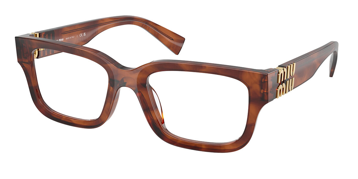 Miu Miu MU07XV VAU1O1 Rectangle Honey Yellow Tortoise Eyeglasses