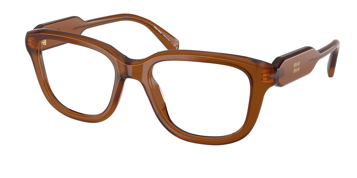 Miu Miu MU07XV VAU1O1 Rectangle Honey Yellow Tortoise Eyeglasses
