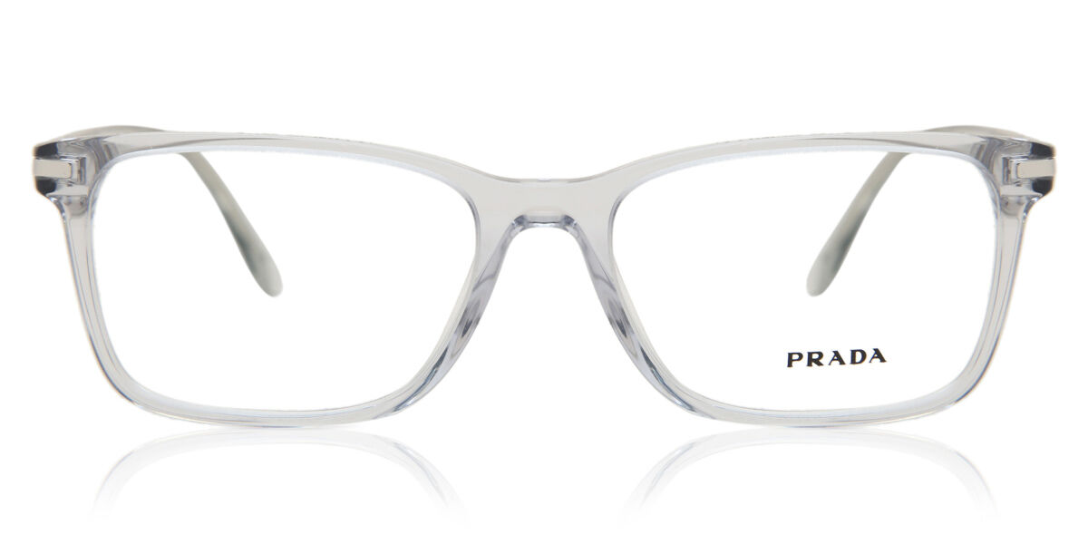 Prada PR 14WV U431O1 Square Transparent Grey Eyeglasses