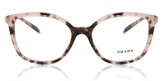 Prada Pink and Black Tortoiseshell Logo RX Glasses Authentic Prada PR 02ZV ROJ1O1 Square Pink Tortoise Eyeglasses  main image 2