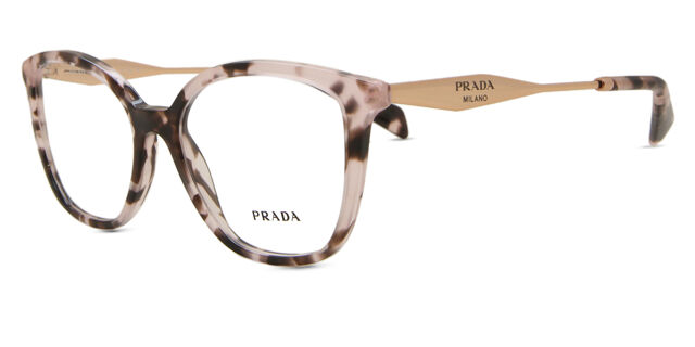 Prada PR 02ZV ROJ1O1 Square Pink Tortoise Eyeglasses 