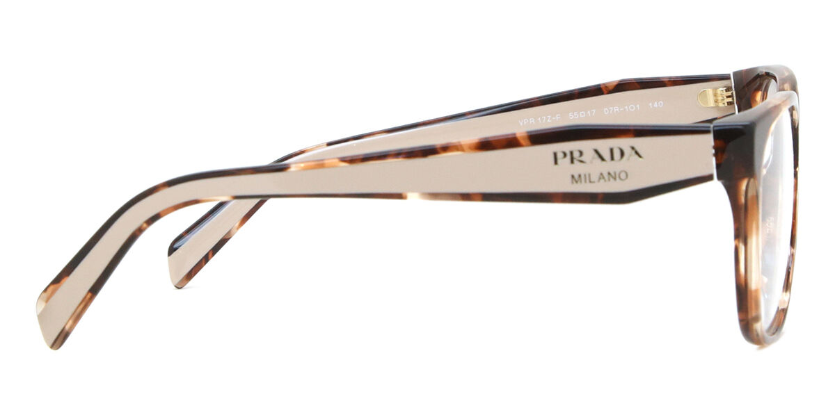 Prada PR 17ZVF Asian Fit 07R1O1 Square Caramel Tortoise Eyeglasses