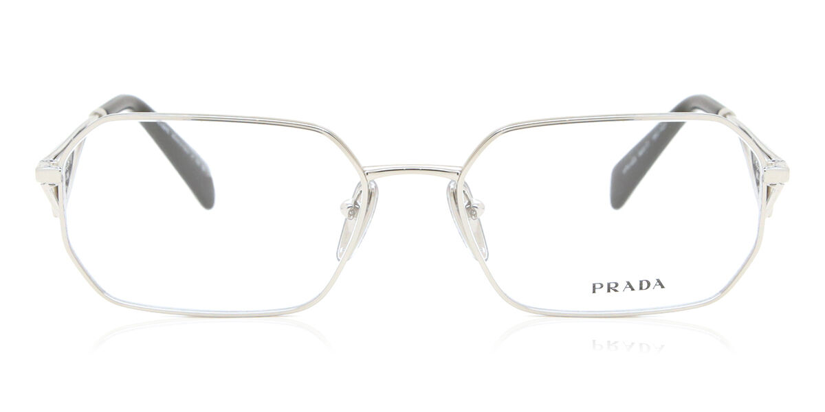 メガネ・老眼鏡 Archive PRADA halfrim eye glasses silver Prada PR A53V 1BC1O1 Geometric Silver Eyeglasses | SmartBuyGlasses US