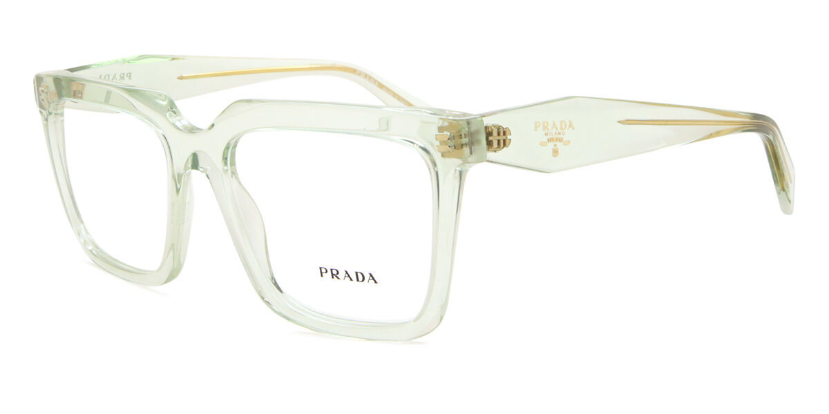Prada PR A19V 14R1O1 Square Transparent Mint Green Eyeglasses