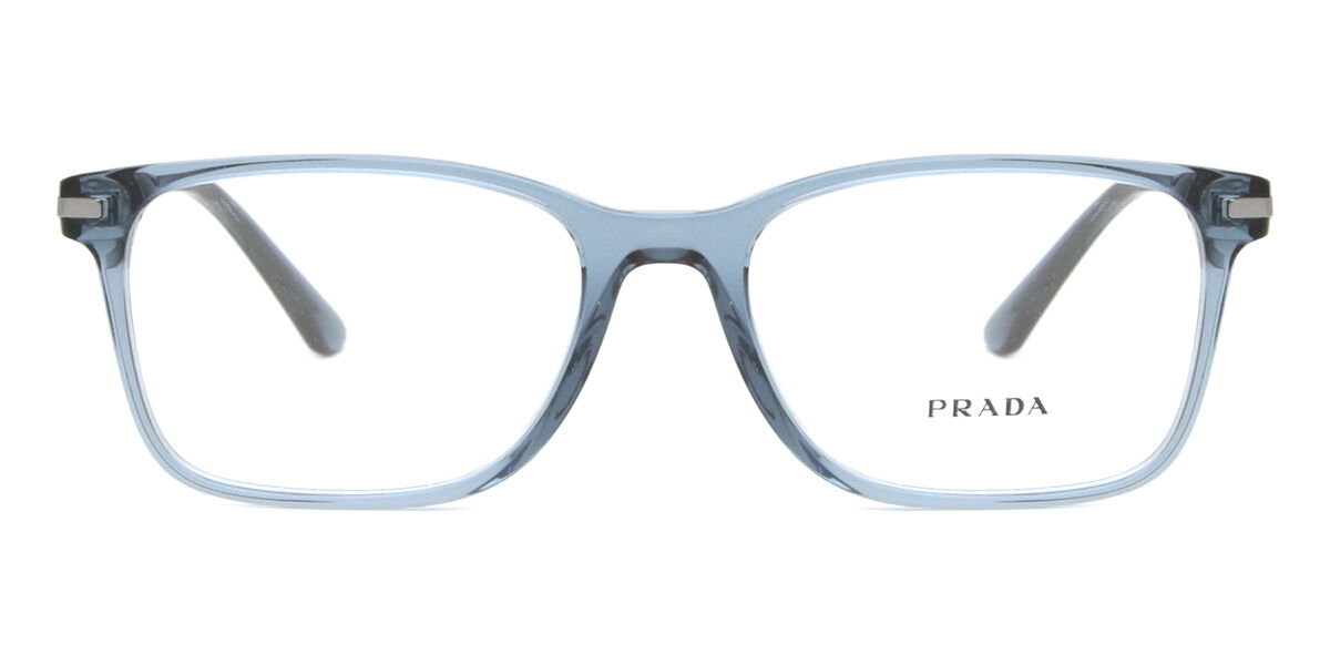 Prada PR 14WV 19O1O1 Square Transparent Light Blue/Grey Eyeglasses