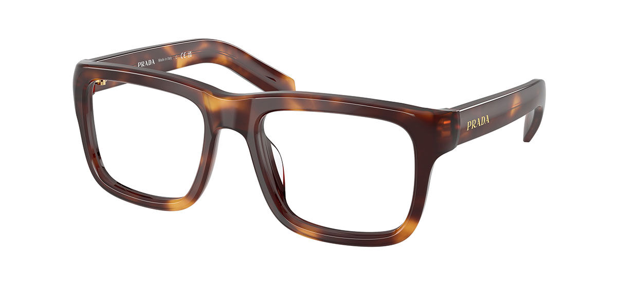 Prada PR 15ZV 07R1O1 Square Caramel Tortoise Eyeglasses