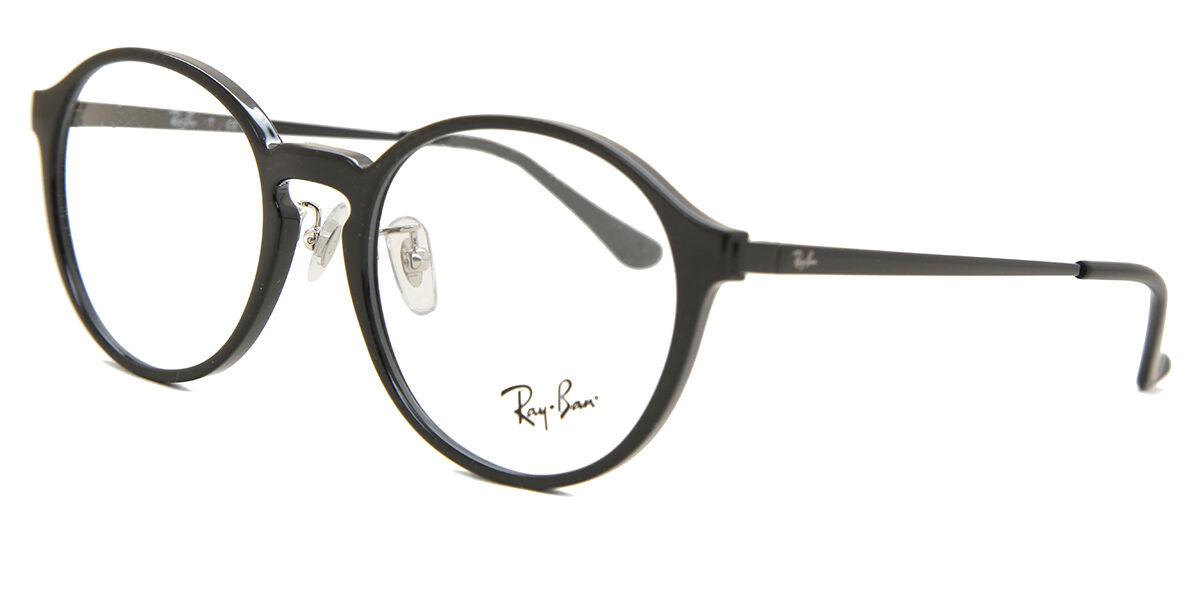 Ray-Ban RX7178D Asian Fit 5725 Round Shiny Black Eyeglasses