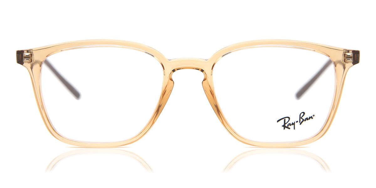 【美品】80sRay-Ban B&LSignet LX 58□14 Japan Ray-Ban RX7185 5940 Square Transparent Light Brown Eyeglasses