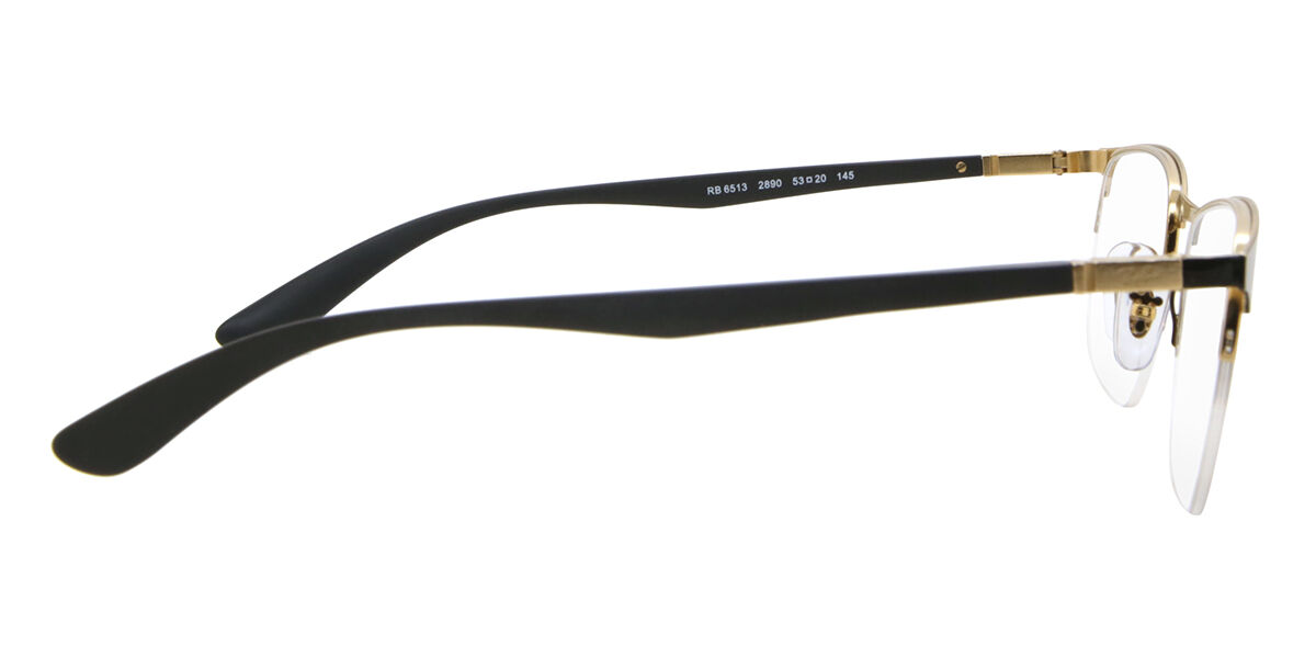 Ray様 Ray-Ban RX6513 2890 Rectangle Black on Gold Eyeglasses