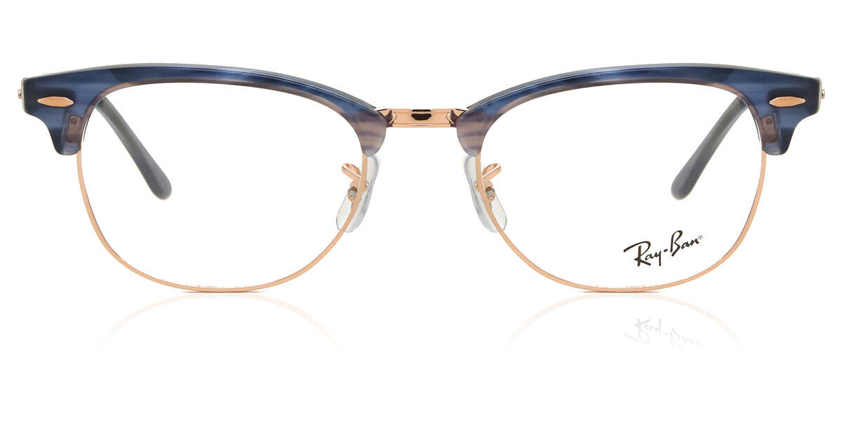 Ray-Ban RX5154 Clubmaster 8374 Browline Blue Striped/Rose Gold