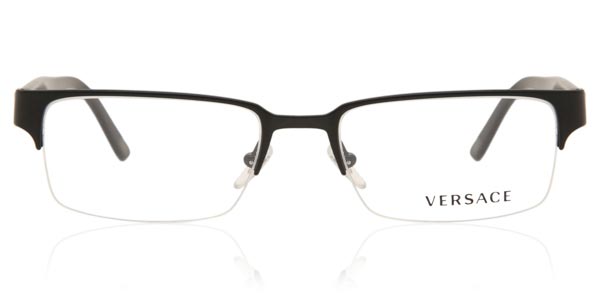 VERSACE　1184 1261　メガネ フレーム 高級　ブラック　ハーフリム Versace VE1184 1261 Rectangle Matte Black Eyeglasses