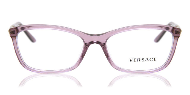 Versace Women\'s Silvery Purple Rectangular Glasses Frames with Case Versace Eyeglasses VE 3329 B 5384 Transparent/Plum at Amazon  main image 4