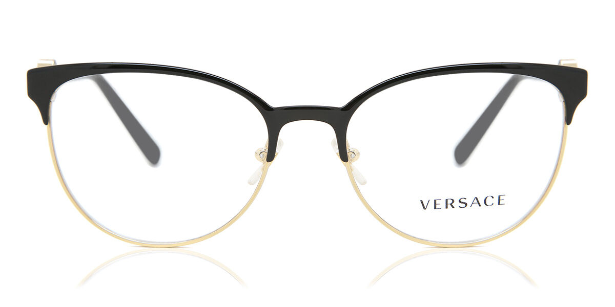 未使用 VERSACE ヴェルサーチ メデューサ キャットアイフレーム メガネ 眼鏡 アイウェア サングラス ブラック MOD.1271 1433 メンズ レディース 古着 中古 USED Versace VE1271 1433 Cat Eye Black Gold Eyeglasses | SmartBuyGlasses US