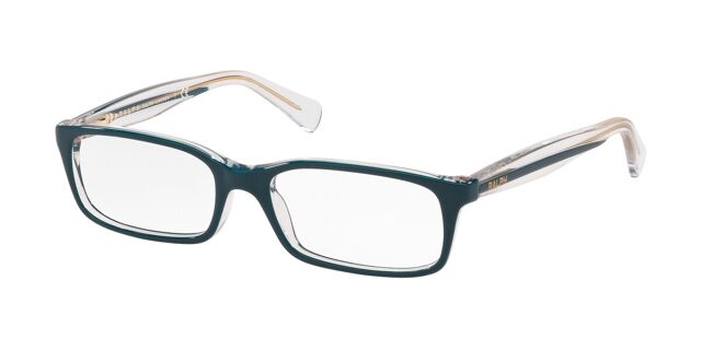 Ralph by Ralph Lauren Havana Aqua Tortoise Rectangular Glasses RA 7047 Ralph Lauren RA 7047 601 Tortoise/Blue 52-16-135 Eyeglasses  main image 2