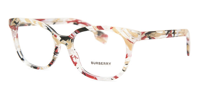 Burberry BE2291 3792 Oval Striped Check Red Eyeglasses 