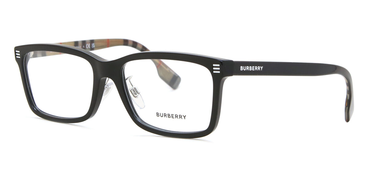 Burberry BE2352F Asian Fit 3773 Rectangle Shiny Black Eyeglasses