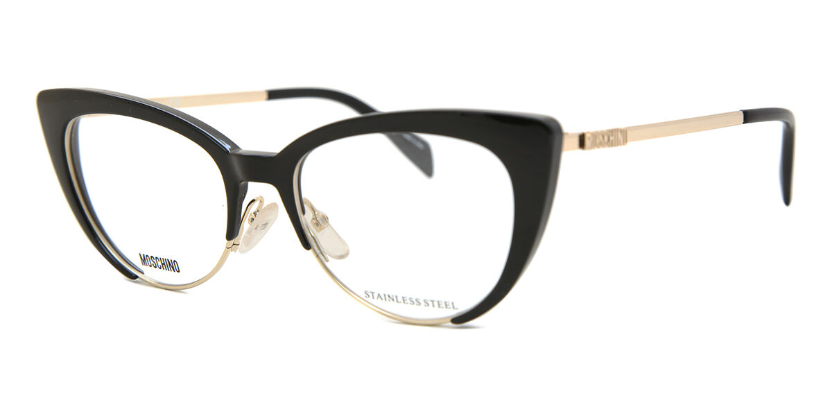Moschino MOS521 807 Cat Eye Black Gold Eyeglasses | SmartBuyGlasses US