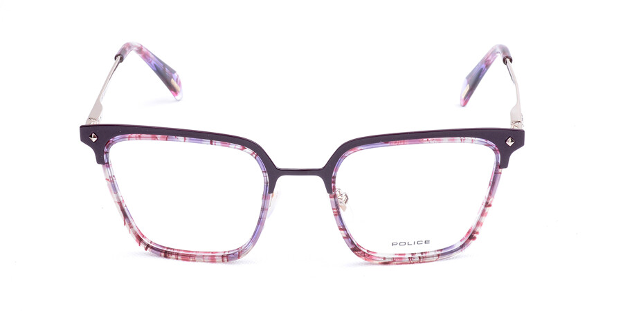 Police VPLG25M 0492 Square Shiny Pattern Purple Eyeglasses ...