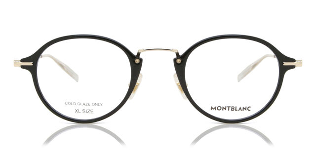 Montblanc MB0297O Asian Fit 001 Oval Black/Gold Eyeglasses 