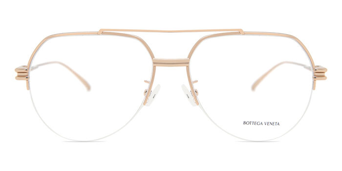 Bottega Veneta Women Eyeglasses Gold Pilot BV1067O 002 NEW AUTHENTIC Bottega Veneta Women Eyeglasses Gold Clear Demo Pilot  main image 2