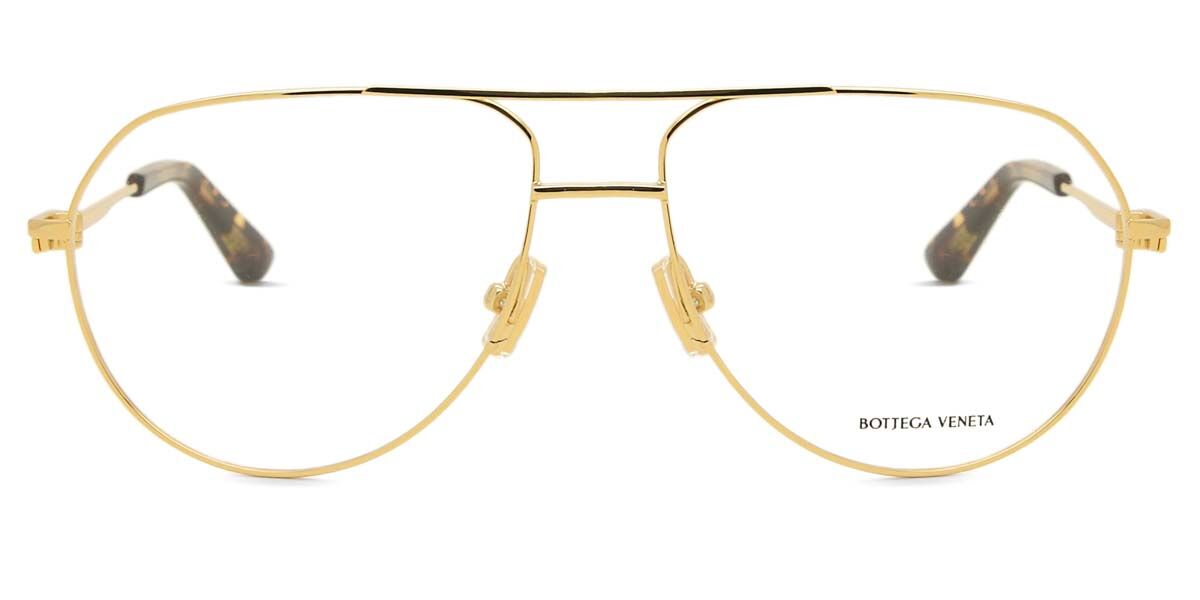 BOTTEGA VENETA  ゴールドテンプルアイウェア BOTTEGA VENETA EYEWEAR Rectangle-frame silver- and gold-tone