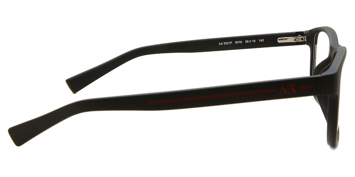 Armani Exchange AX3021F Asian Fit 8078 Rectangle Black Eyeglasses