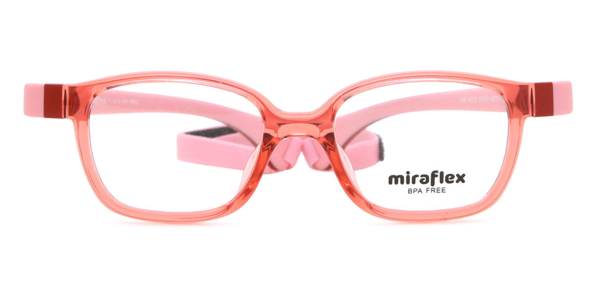 Miraflex MF4002 Kids K606 Square Transparent Light Red Eyeglasses