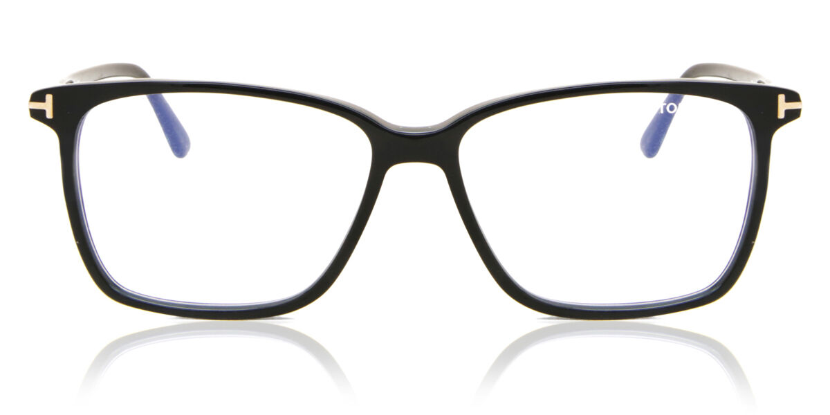 Tom Ford FT5750-B 001 Square Shiny Black Gold Eyeglasses