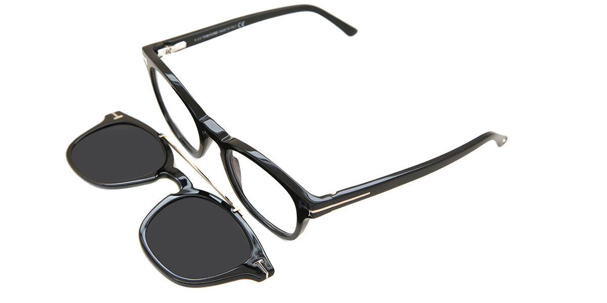 Tom Ford FT5532-B with Clip-On 01V Blue-Light Block Square Black
