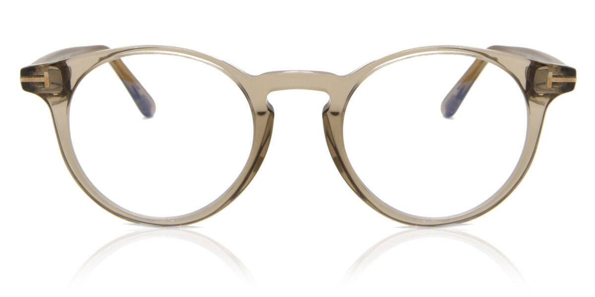 Tom Ford FT5557-B 045 Blue-Light Block Round Transparent Brown