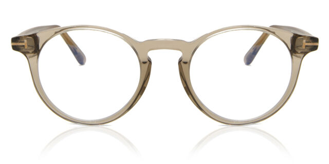 Tom Ford FT5557-B 045 Blue-Light Block Round Transparent Brown 