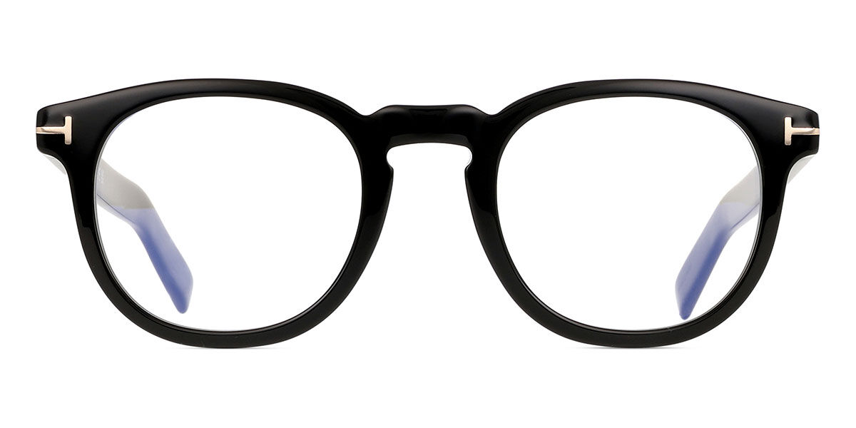Tom Ford FT5629-B 001 Blue-Light Block Oval Shiny Black Eyeglasses