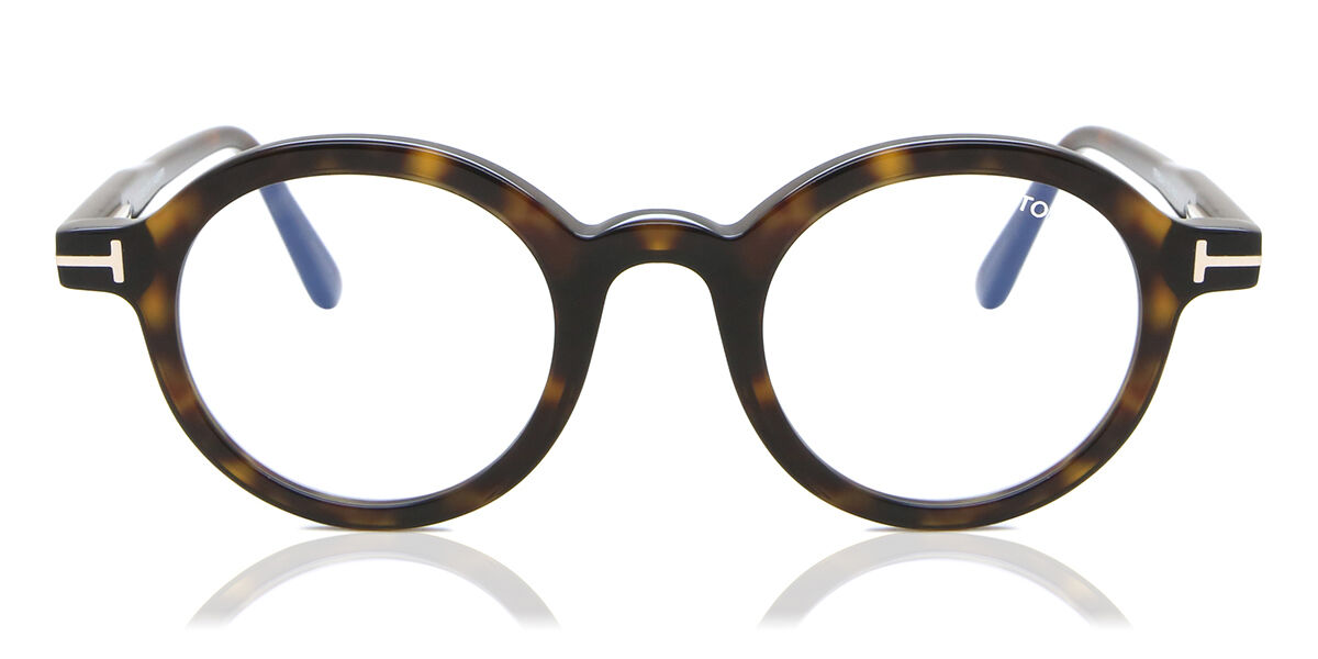 Tom Ford FT5664-B 052 Blue-Light Block Round Tortoise Eyeglasses