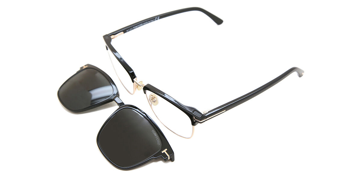 Tom Ford FT5683-B with Clip-On 001 Blue-Light Block Square Shiny