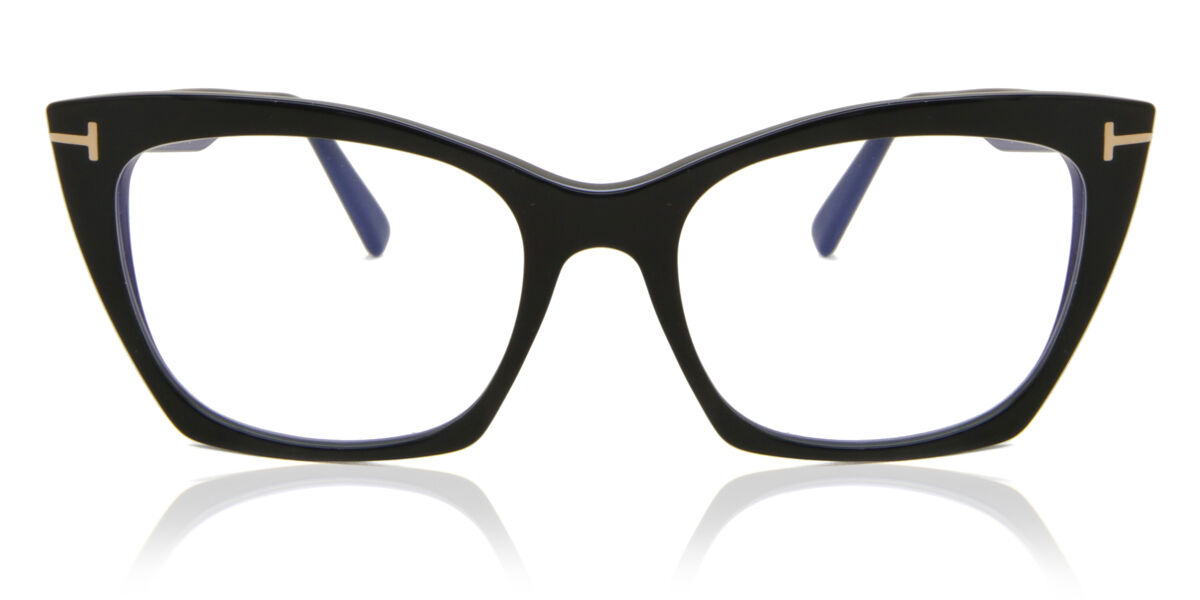 Tom Ford FT5709-B 001 Blue-Light Block Cat Eye Shiny Black