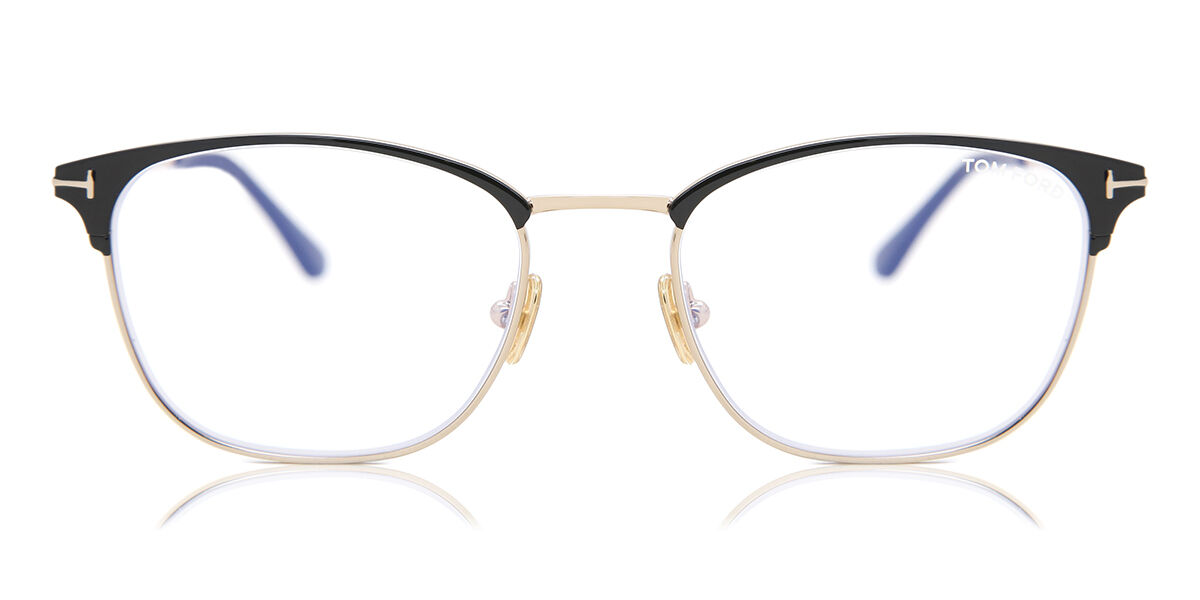 Tom Ford FT5750-B 001 Square Shiny Black Gold Eyeglasses
