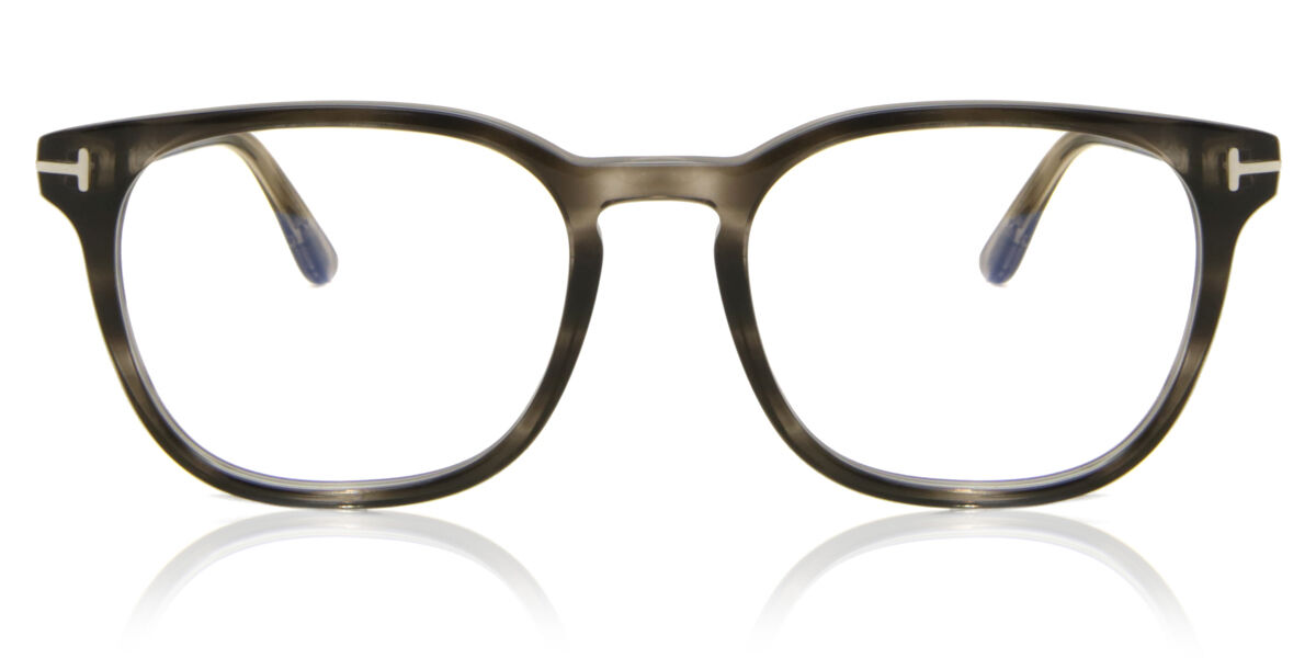 Tom Ford FT5868-B 020 Blue-Light Block Oval Striped Dark Grey