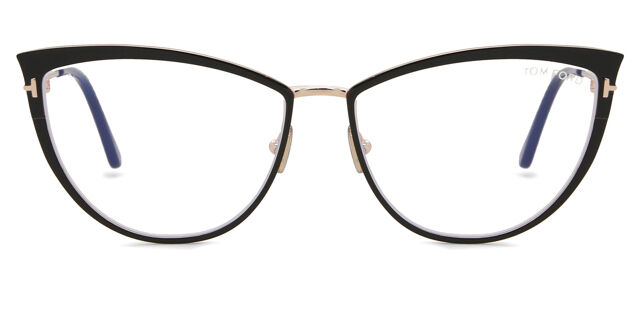 Tom Ford Women Eyeglasses Black Gold Cat Eye FT5877-B 001 NEW AUTHENTIC Tom Ford FT5877-B 001 Shiny Black/Gold/Clear Blue Light  main image 2