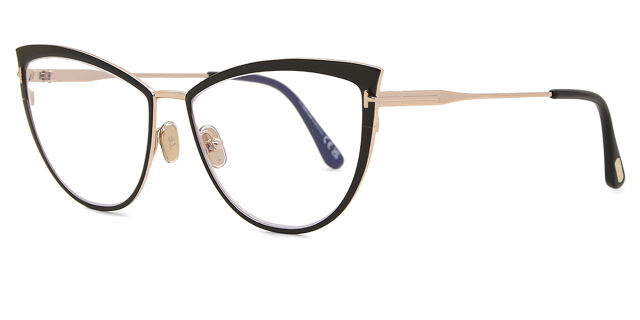 Tom Ford Women Eyeglasses Black Gold Cat Eye FT5877-B 001 NEW AUTHENTIC Tom Ford FT5877-B 001 Shiny Black/Gold/Clear Blue Light  main image 4