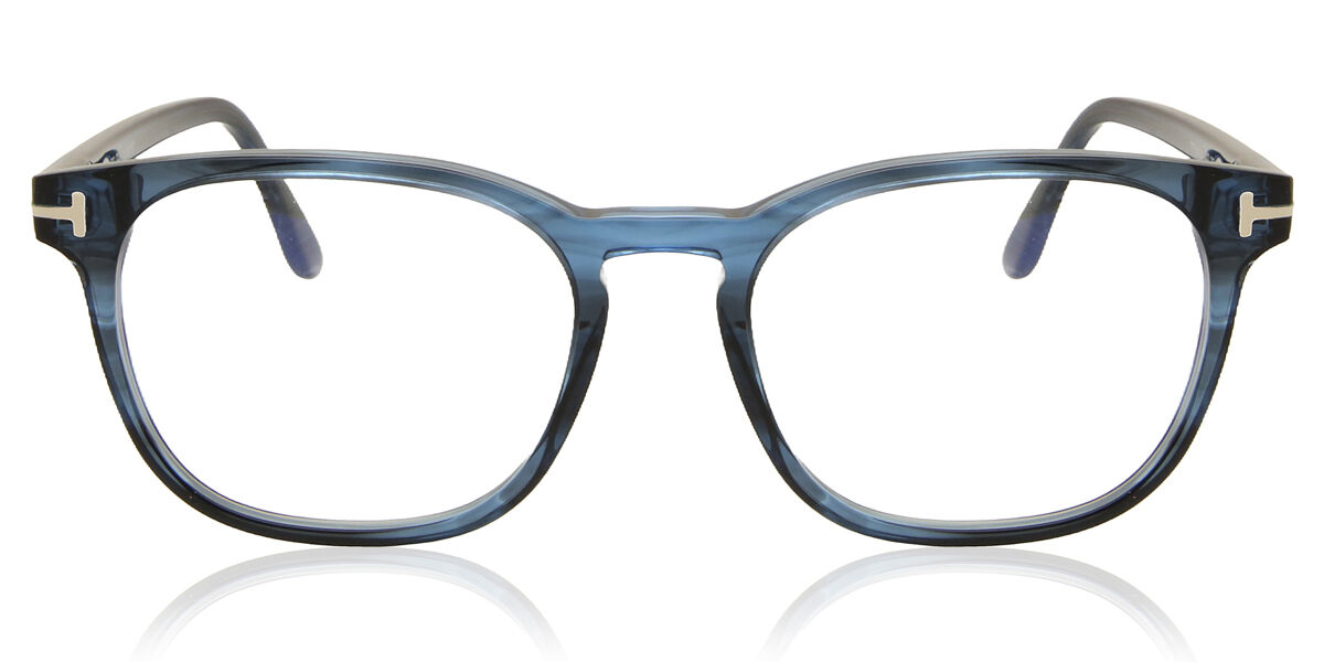 Tom Ford FT5868-B 092 Blue-Light Block Oval Transparent Striped