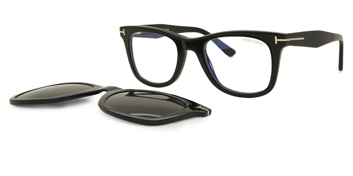 Tom Ford FT5682-B with Clip-On 001 Blue-Light Block Shiny Black
